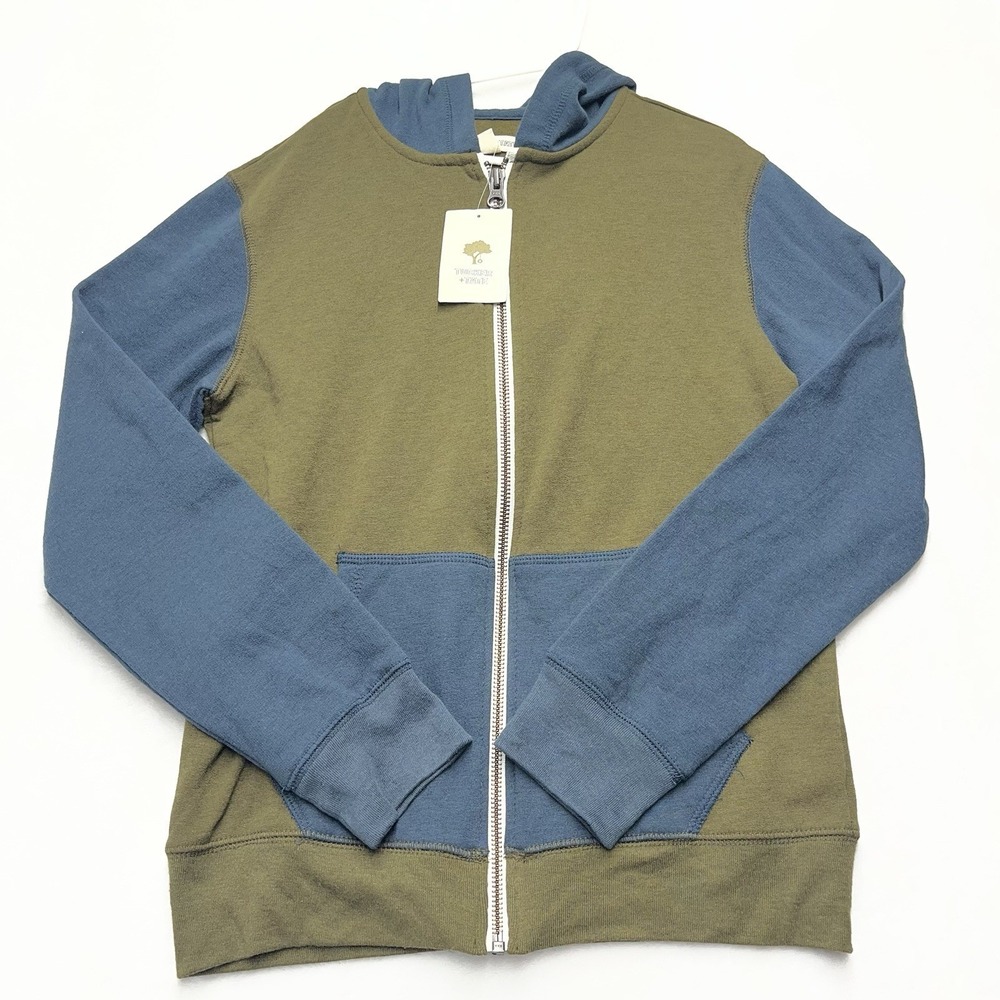 Tucker + Tate Zip Hoodie Boys Small (7/8) Green Blue Casual Basics NEW - Picture 1 of 5